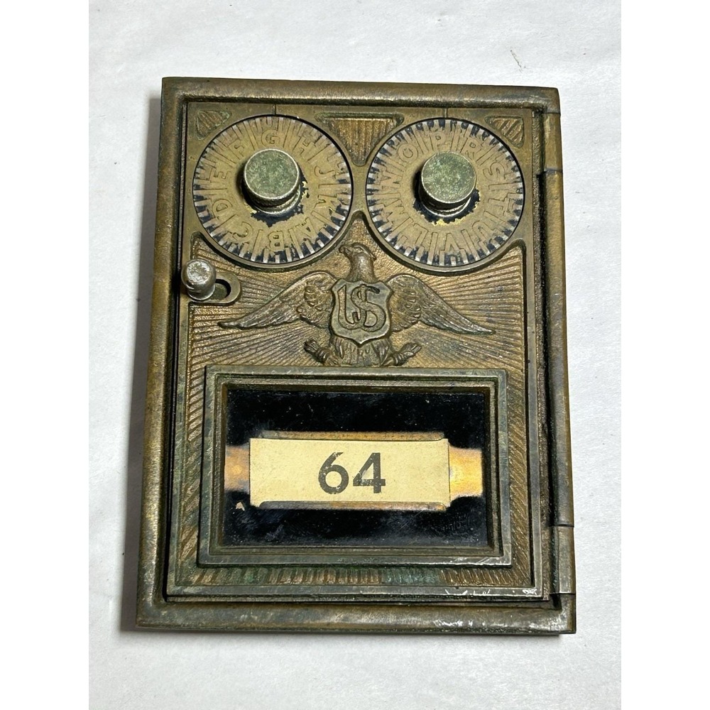 VTG Barwick Georgia Corbin Brass Post Office Box Door Flying Eagle Double Dial